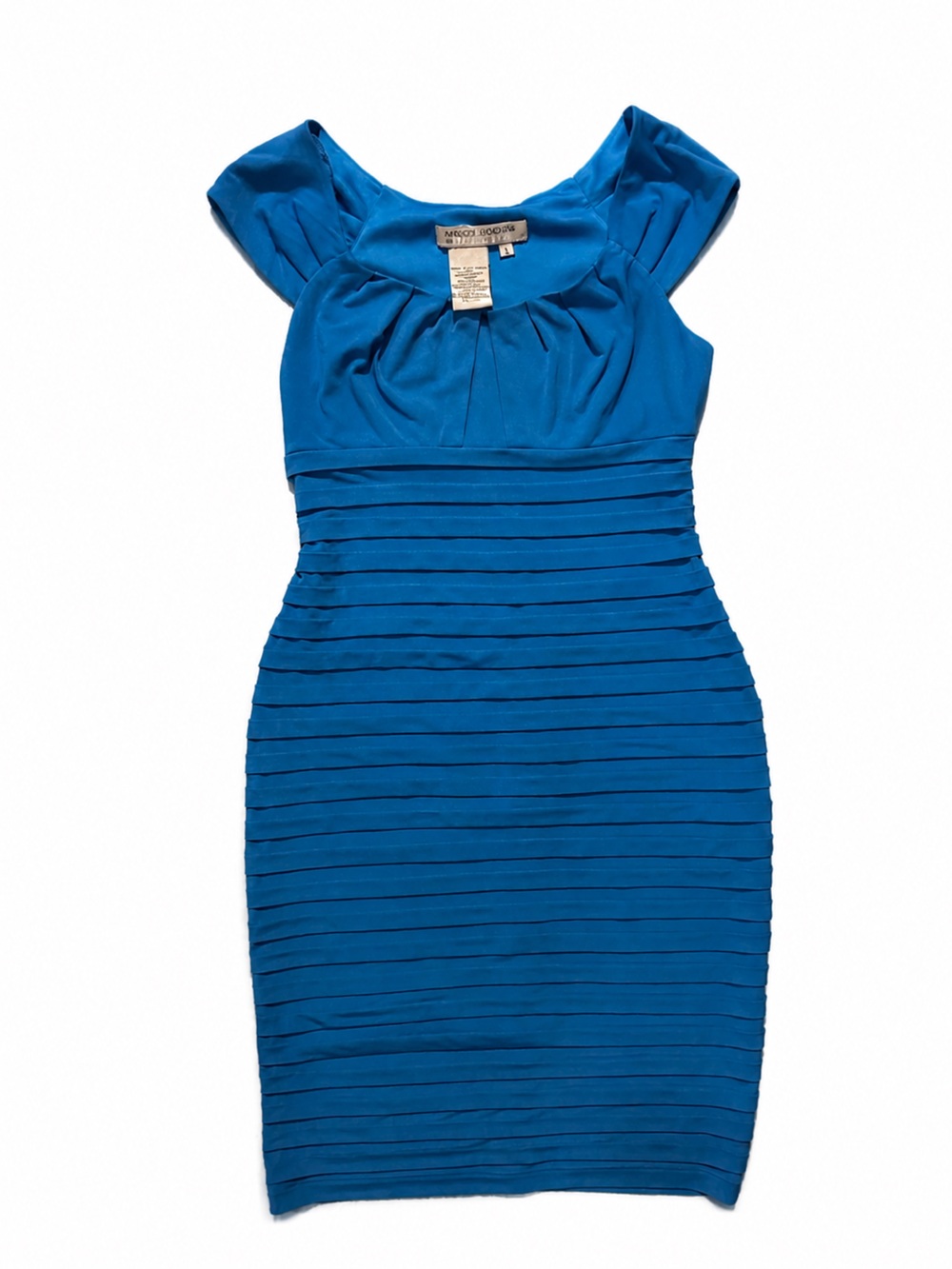 Maggy London Blue Cap-Sleeve Pleated Sheath Dress